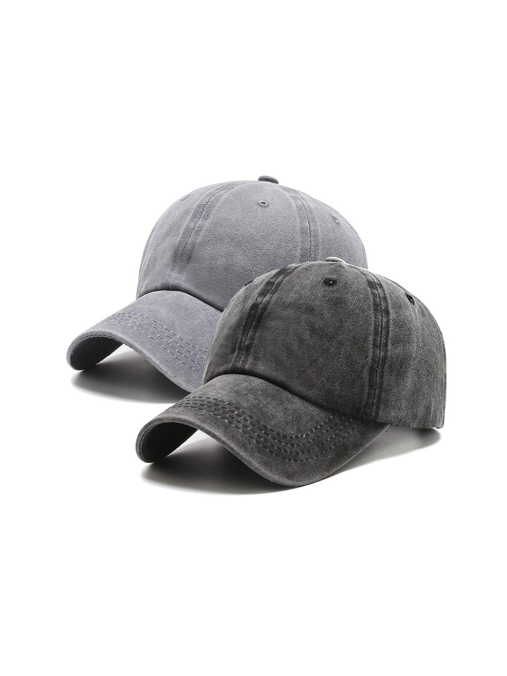 2 Packs Vintage Washed Distressed Baseball Cap Dad Hat | Black, Gray | Size OS